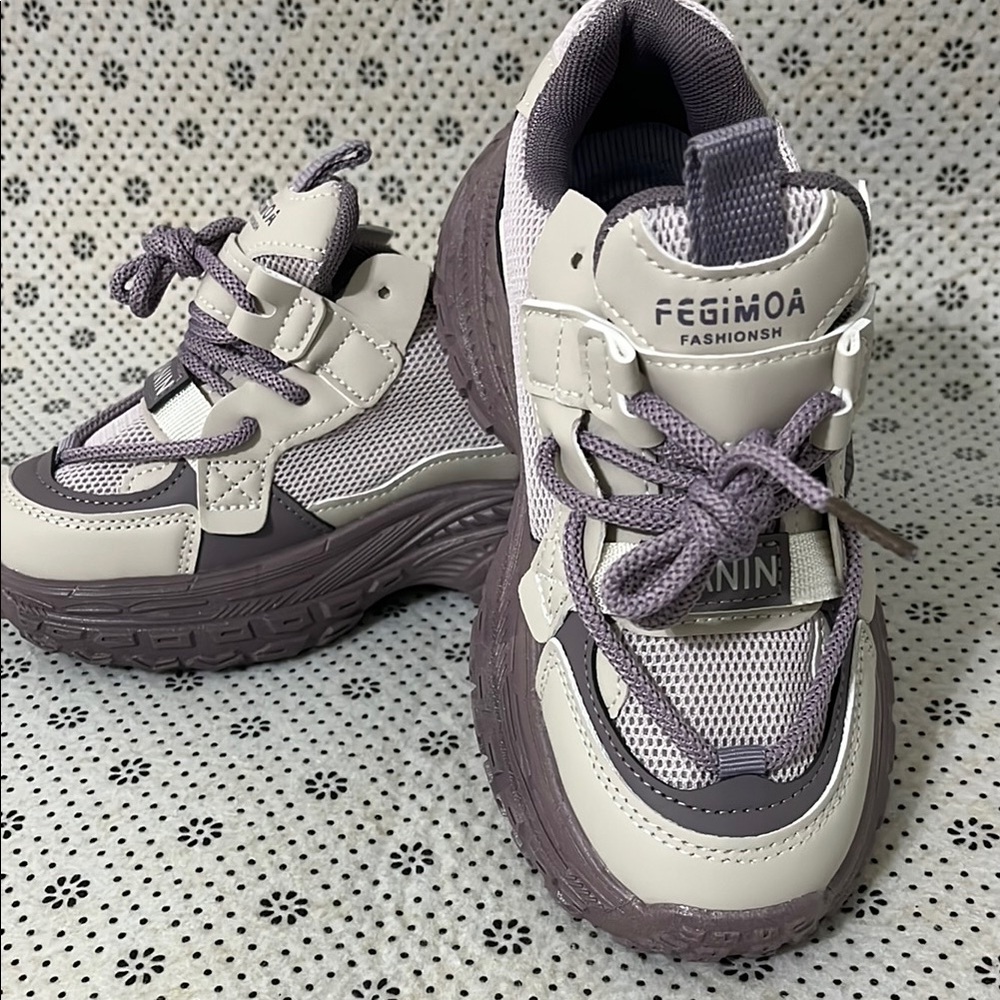 Kids Sneakers - Purple and Cream